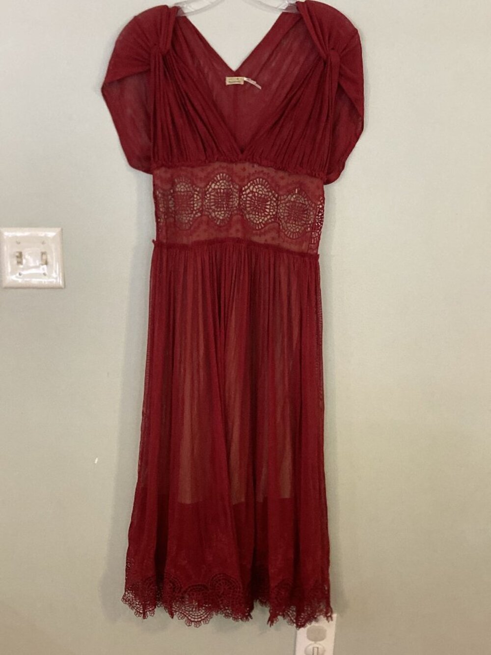 Special Edition Y2K Vintage Red Lace Renaissance maiden dress Size 4 Silk